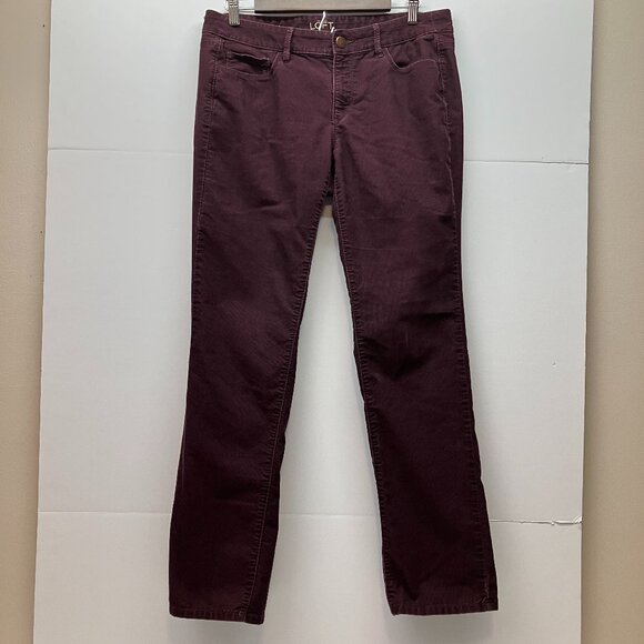 Ann Taylor LOFT Womens Modern Straight Maroon Burgundy Corduroy Jeans Pants Sz 8 - Picture 1 of 5